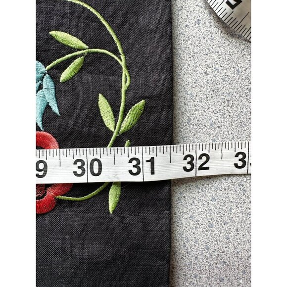 Pursuits linen Blazer Women 16 Black Floral Embroidered Long Sleeve Open Front - Picture 11 of 11